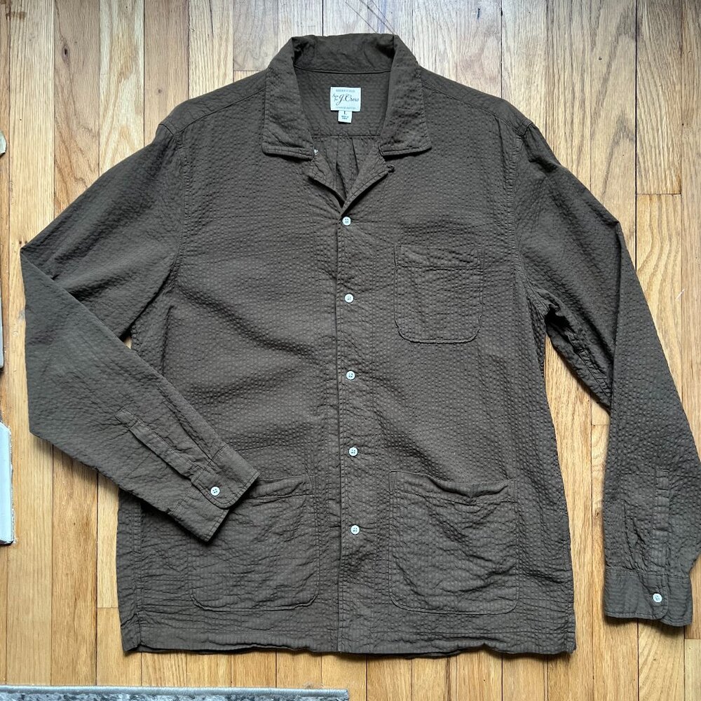 J. Crew Seersucker Shirt | Olive Green